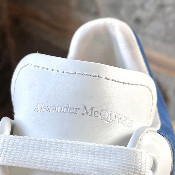 Alexander McQueen White Leather Blue Suede Oversized Sneakers - Picture 4 of 11